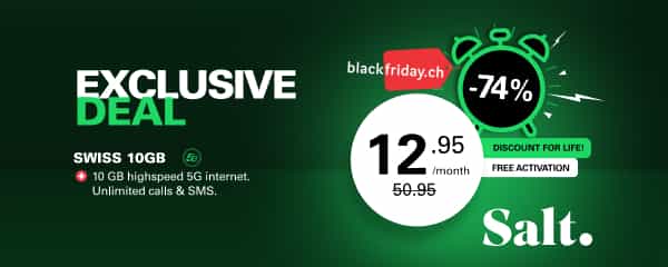 SALT: -74% off on Swiss 10GB mobile plan