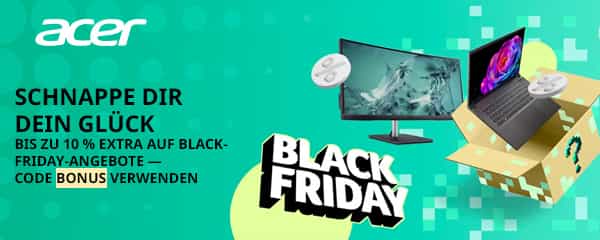 ACER: Bis zu 10 % extra auf Black-Friday-Angebote – BONUS-Code verwenden