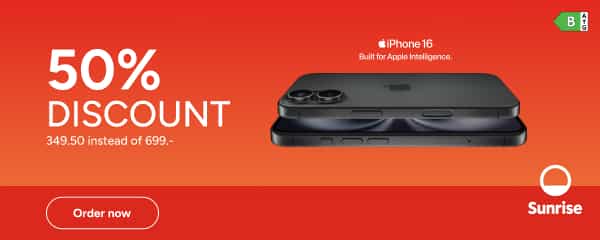 SUNRISE: Apple iPhone 16 -50% with Smart Upgrade